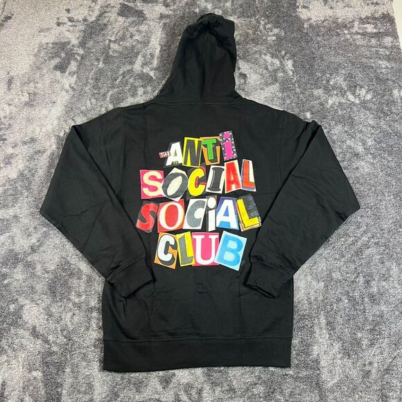 Anti Social Social Club Torn Pages Of Story Hoodie Sweatshirt Men's S Black NWT - Picture 1 of 12